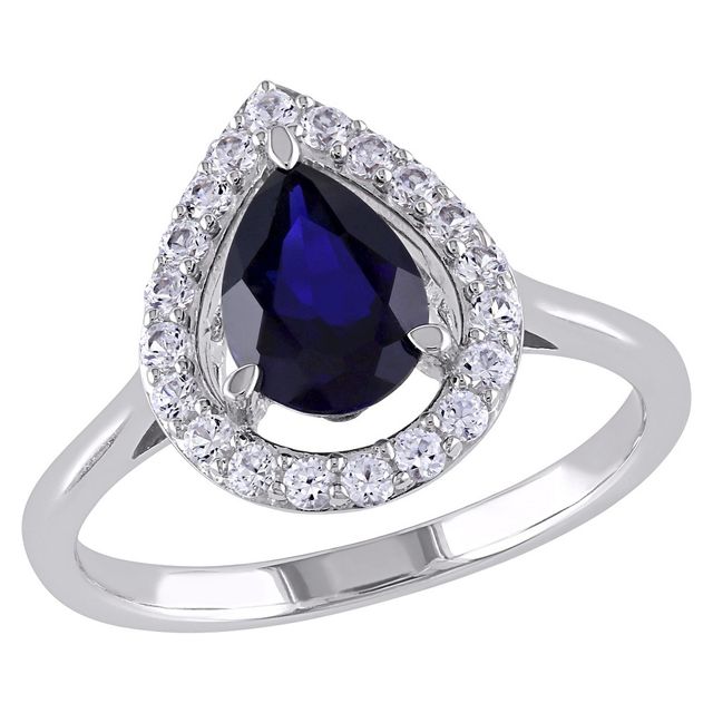 1.8 CT. T.W. Simulated Blue Sapphire with 2/5 CT. T.W. Simulated White Sapphire Ring in Silver - 7 - Sapphire