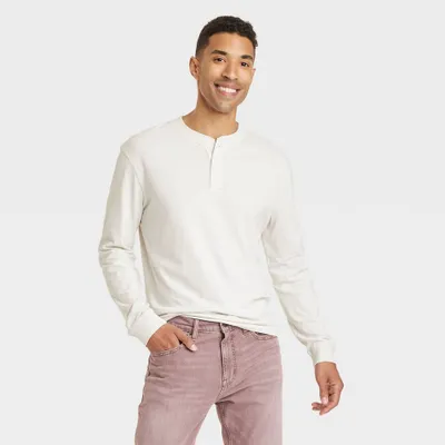 Men Long Sleeve Henley Shirt