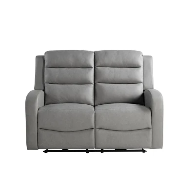 Relax-A-Lounger Alpine Power Recliner Loveseat Gray Vegan Leather