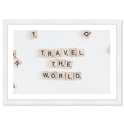 19 x 13 Travel the World Motivational Quotes Framed Wall Art White - Wynwood Studio: Inspirational Decor, Modern Typography