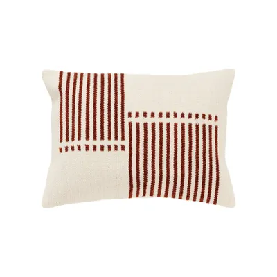 14x20 Oversize Striped Lumbar Throw Pillow Cover Terracotta - Rizzy Home: Cotton & Rayon, Hidden Zipper, Pet Friendly