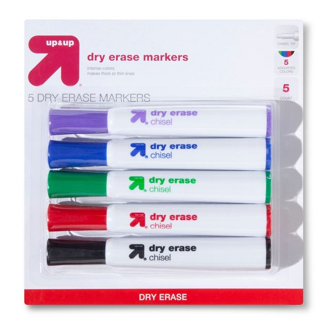 Dry Erase Markers Chisel Tip Multicolor 5ct - up&up