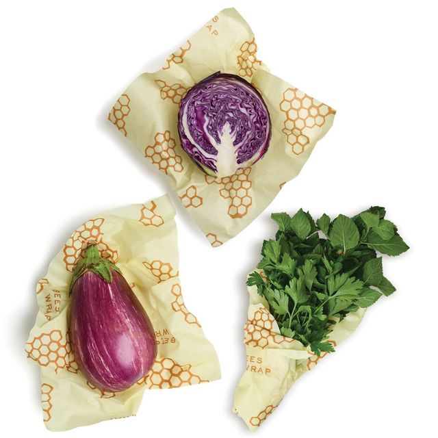 Bees Wrap Large 3pk Eco Friendly Reusable Food Wraps Sustainable Plastic Free Food Storage: Beeswax, Compostable