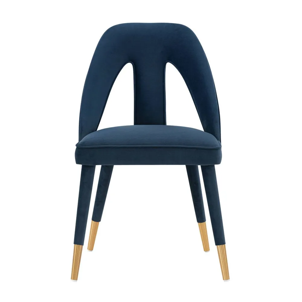 Manhattan Comfort Modern Neda Velvet Dining Chair in Midnight Blue Manhattan Comfort Modern Neda Velvet Dining Chair in Midnight Blue