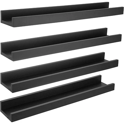 Kiera Grace (Set of 4) 23 Drea Wall Shelves Black: Modern Floating Storage, Decorative MDF Composite