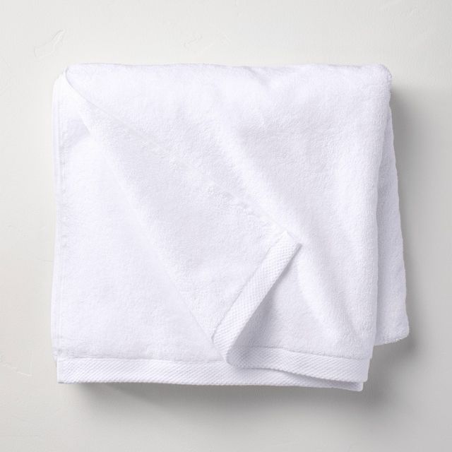 Organic Bath Towel White - Casaluna: Heavyweight 550-800 GSM, Low Lint, OEKO-TEX Certified