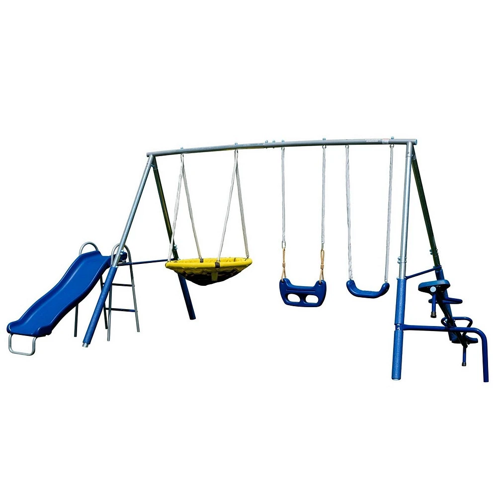 Sportspower Taylor Galvanized Metal with Blow Molded Standing Swing and Teeter Totter Saucer Swing Set