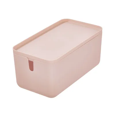 iDESIGN Cade Lidded Storage Bin : Plastic Rectangular Organizer, No Assembly, 11.8x6.38