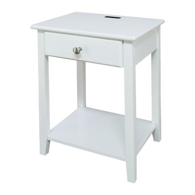 Flora Home 24.5 Nightstand with USB Port : Bedside Table with Storage, Metal Glides & Shelving