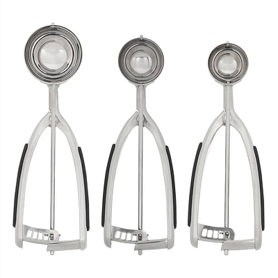 KitchenAid Set of 3 Cookie Scoops: Metal Kitchen Utensil Set, Dishwasher-Safe, Silver, All Ages