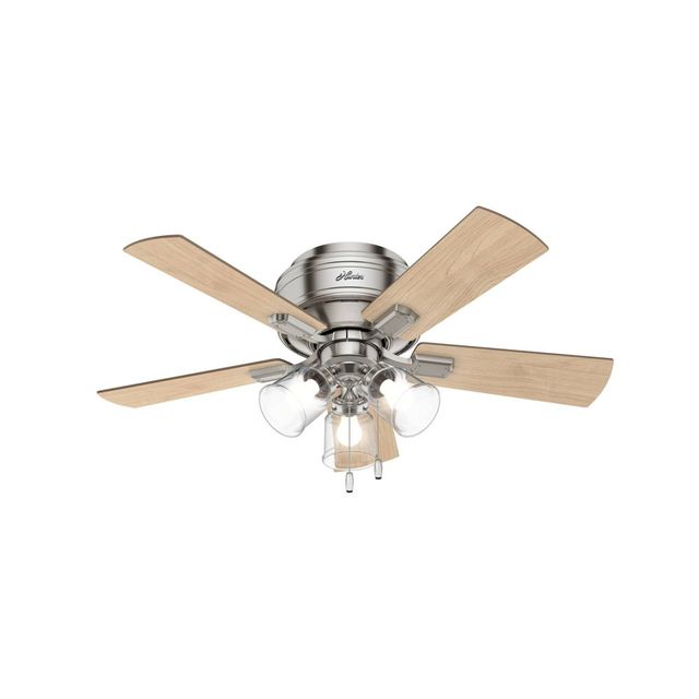 Hunter Fan 42 Crestfield Low Profile Ceiling Fan (Includes LED Light Bulb) : 5-Blade, 3-Speed, Reversible Motor, Flush Mount