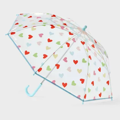 Girls Heart Printed Stick Umbrella - Cat & Jack Clear