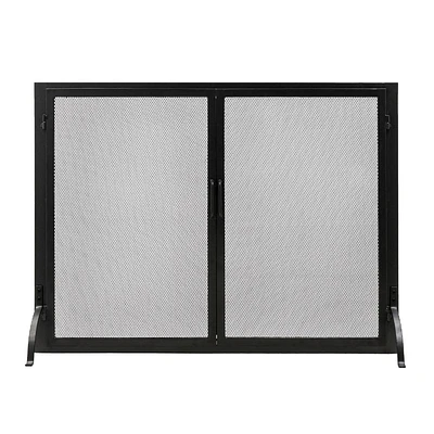 Achla Designs 38 Classic Flat Wrought Iron Fireplace Screen Graphite Finish