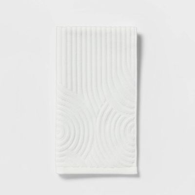 16x27 Cloud Geo Hand Towel White - Threshold: Midweight Cotton, Velour & Terry, OEKO-TEX Certified