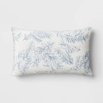 Branch Breeze Lumbar Throw Pillow Ivory/Blue/Silver - Threshold