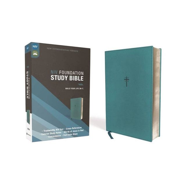 Niv, Foundation Study Bible, Leathersoft, Teal, Red Letter - by Zondervan (Leather Bound)