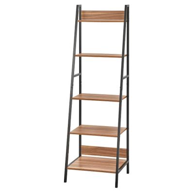 65 Denton Ladder 5 Tier Shelf Walnut/Black - Buylateral: Metal Frame, Open Storage Bookcase