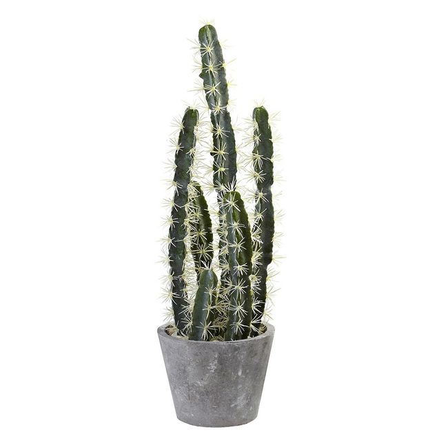 Nearly Natural Decorative Cactus Garden with Cement Planter: Indoor Faux Saguaro, Tabletop Display