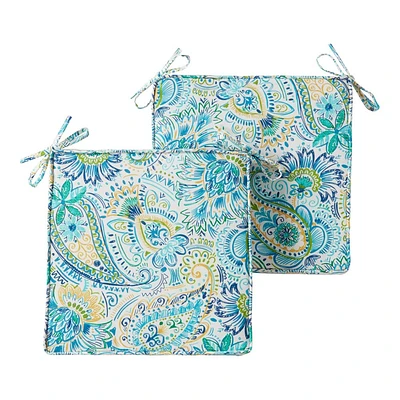 Kensington Garden 2pc 18x18 Outdoor Chair Cushions : Reversible, Water & Stain Resistant, Zippered