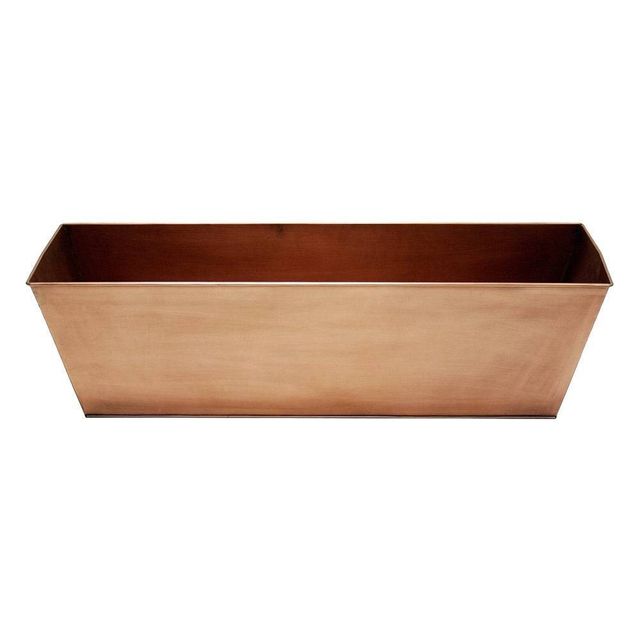 34.5 Large Plain Copper Flower Box Copper Plated - ACHLA Designs: Galvanized Steel, Rolled Edge, Wall-Mountable