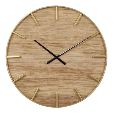 24x24 Wooden Wall Clock with Gold accents Brown - Olivia & May