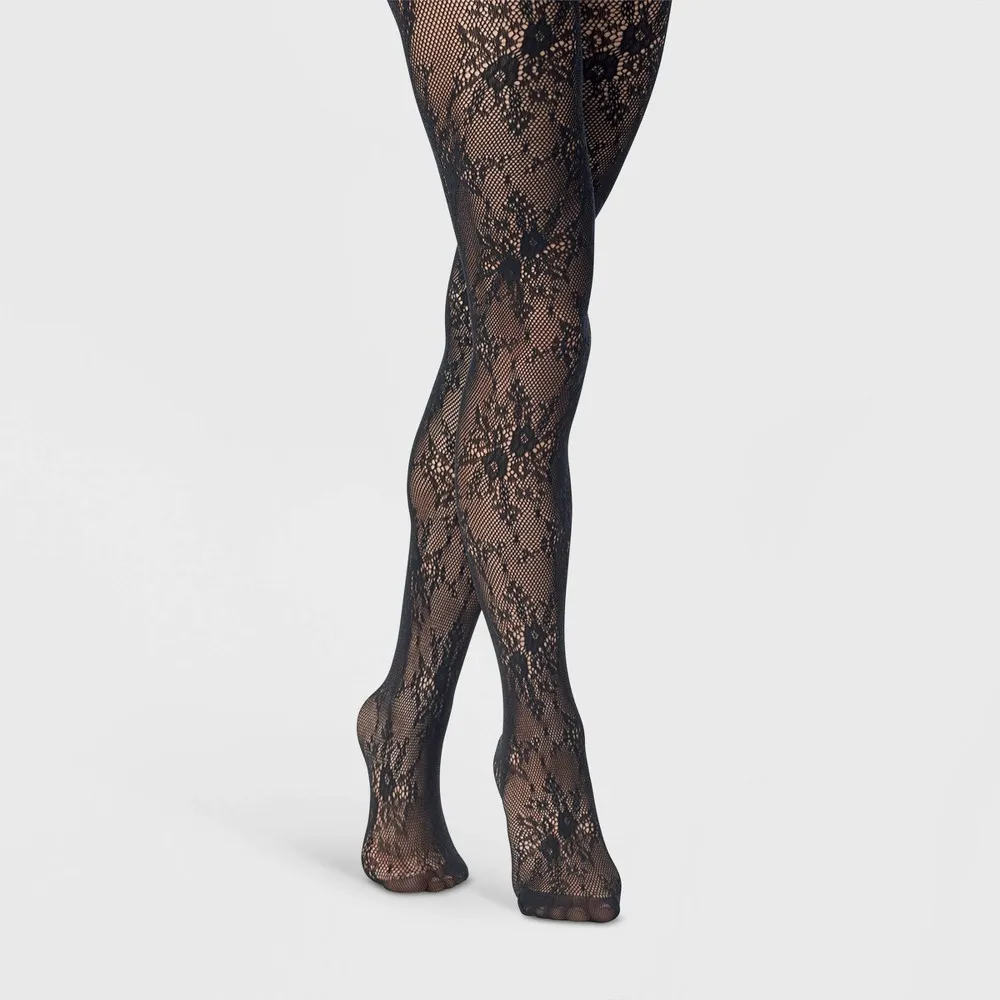 A New Day Womens Floral Net Tights