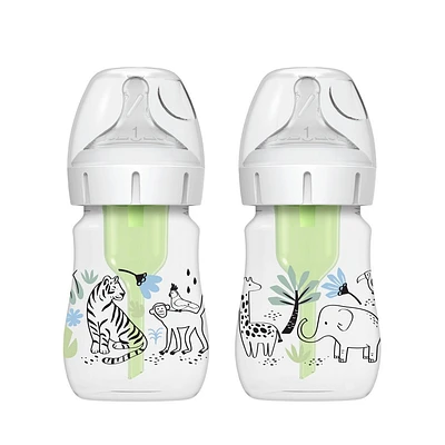 Dr. Browns Anti-Colic Options+ Wide-Neck Baby Bottle - Jungle Designs - 5 fl oz/2pk