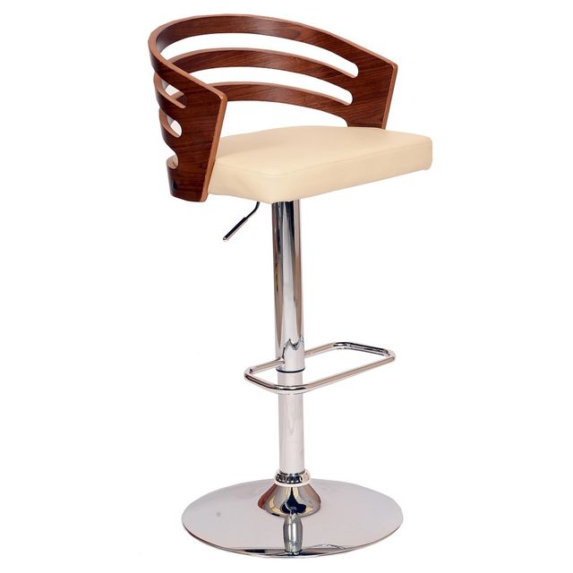 Armen Living Adele Mid-Century Modern Adjustable Swivel Barstool  : Faux Leather, Low Back, Metal Legs