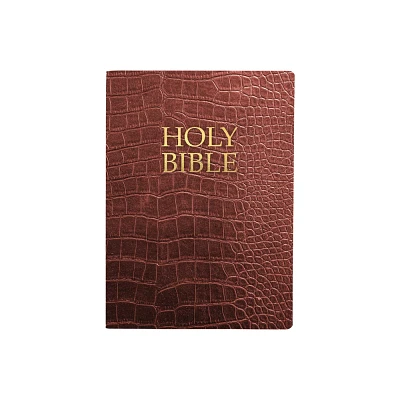 Kjver Holy Bible, Large Print, Walnut Alligator Bonded Leather, Thumb Index - (King James Version Easy Read Bible) by Whitaker House (Leather Bound)