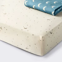 Fitted Jersey Crib Sheet - Moon Stars - 2pk - Cloud Island