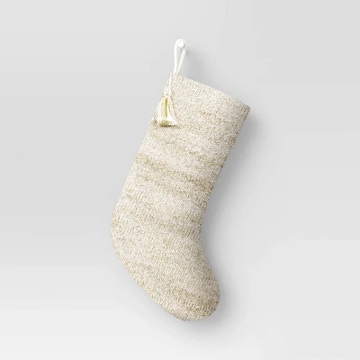 20 Knit Christmas Stocking with Tinsel and Tassel  - Wondershop