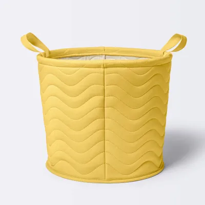 Quilted Fabric Large Round Storage Basket - Yellow - Cloud Island