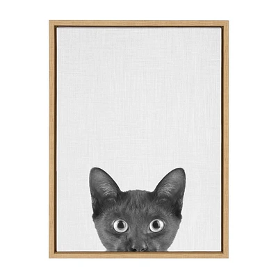 Kate & Laurel All Things Decor 18x24 Sylvie Black Cat Framed Canvas Wall Art: Simon Te Tai Prints, Modern Decor