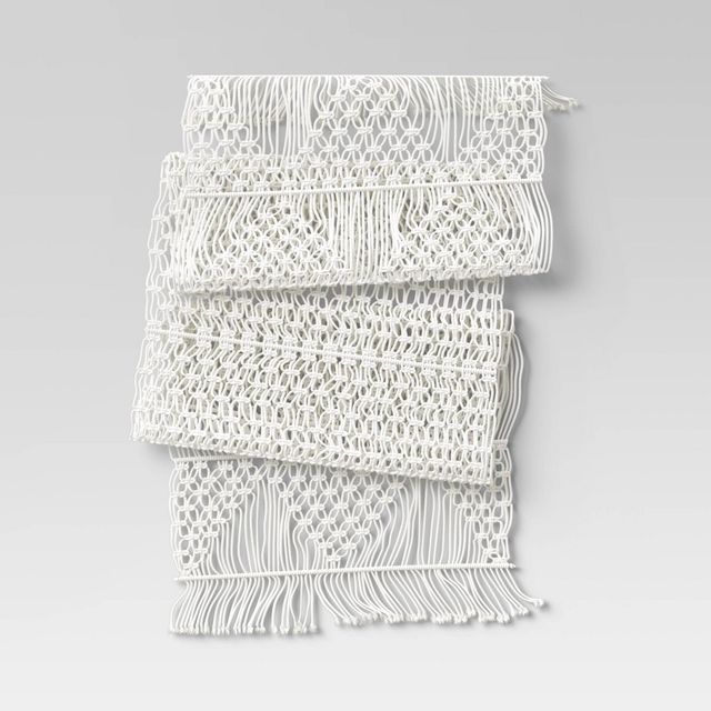 Cotton Macrame Runner White