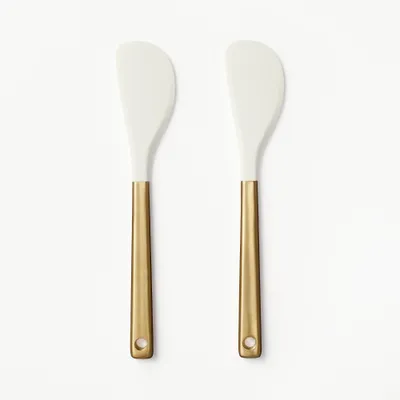 2pk Champagne/Silicone Mini Spatula Set Cream - Figmint: BPA-Free, Dishwasher-Safe, Flexible Kitchen Utensils