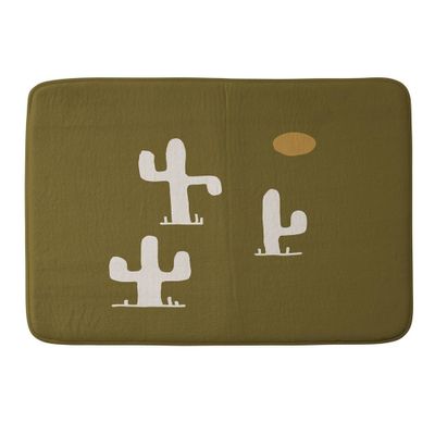 Urban Wild Studio Saguaro Silent Disco Heavy Memory Foam Bath Rug Green - Deny Designs