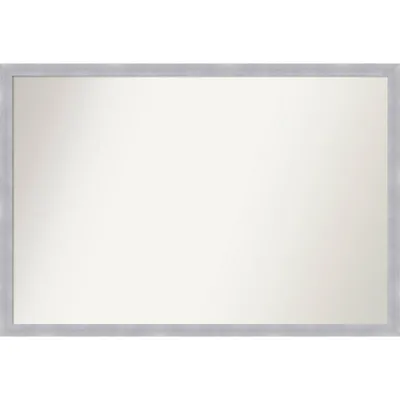 38 x 26 Non-Beveled Grace Narrow Bathroom Wall Mirror Brushed Nickel - Amanti Art: Modern Rectangle, Wall Mount