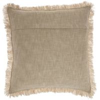 22x22 Oversize Stonewash Square Throw Pillow Taupe - Nicole Curtis: Farmhouse-Inspired, Textured Fringe Edge