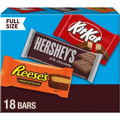 Reeses, Hersheys and Kit Kat Milk Chocolate Candy Bars Variety Pack - 18ct