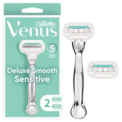 Venus Deluxe Smooth Sensitive Womens Razor + 2 Razor Blade Refills