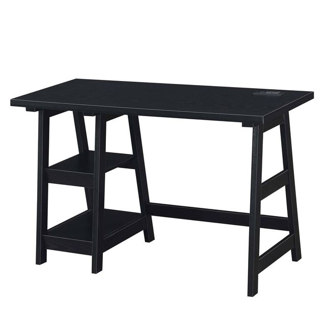 Designs2Go Trestle Desk with Charging Station and Shelves