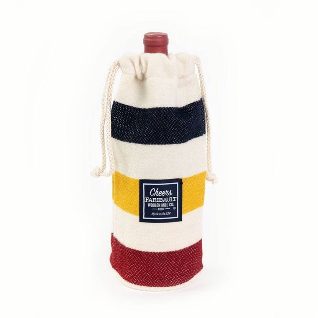 Wool Wine Bag Striped Natural - Faribault Woolen Mill