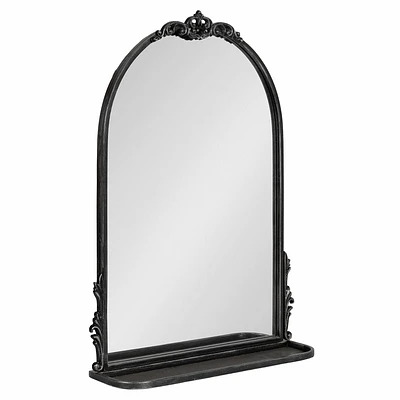 Kate & Laurel All Things Decor 21x28 Myrcelle Arched Wall Mirror with Shelf Black