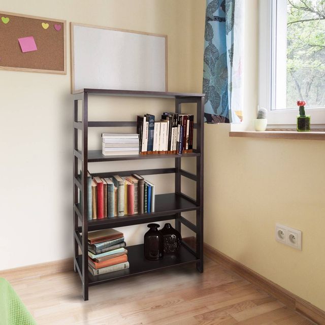 42 4 Shelf Bookcase Espresso - Flora Home: Solid Wood, Contemporary, Open Back