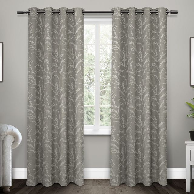 Set of 2 84x52 Kilberry Woven Blackout Grommet Top Window Curtain Panel Ash Gray - Exclusive Home