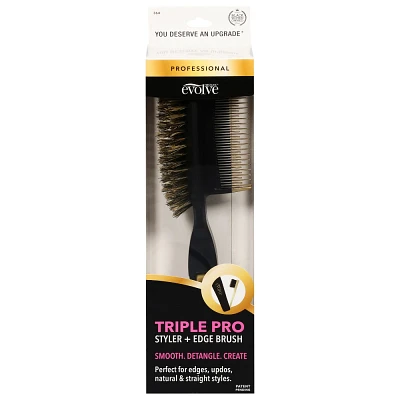 Evolve Products Triple Pro Styler Hair Brush - Black