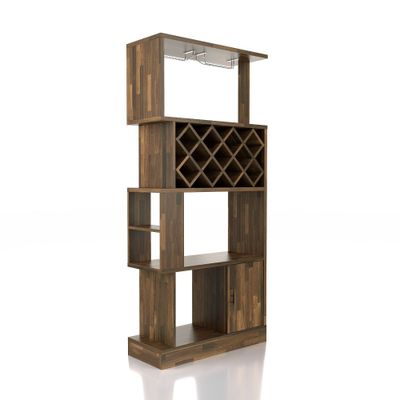 24/7 Shop At Home Wellster Wine Cabinet for 11 Wine Bottles and Stemware Rack