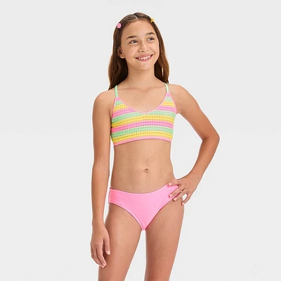 Girls Crochet Craze Solid Bikini Set