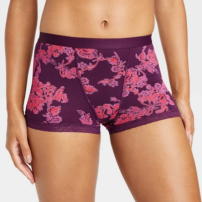 Women Floral Print Cotton and Lace Boy Short