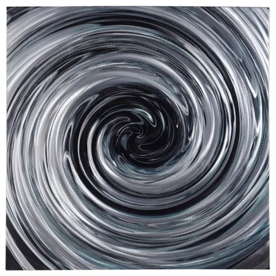 Laney Swirl Circle Brushed Aluminum Abstract Panel Silver - StyleCraft: Contemporary Vertical Wall Art, No Battery Required